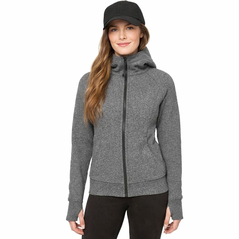 Lululemon Scuba Hoodie Light Cotton Fleece Heathered Speckled Black 4